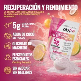 Creatina Monohidratada Micronizada + Electrolitos, Magnesio, Potasio, Vitaminas y Agua de Coco | Creatine HydroFresh 5g por Porción | Sin Azúcar | Sab