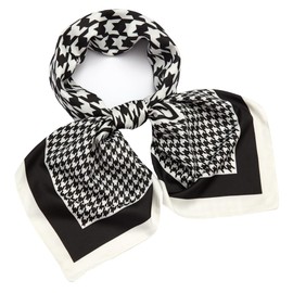 NaSoPerfect 35" Silk Like Scarf Women's Large Satin Square Sunscreen Hair Scarves Wraps Houndstooth Headscarf for Sleeping