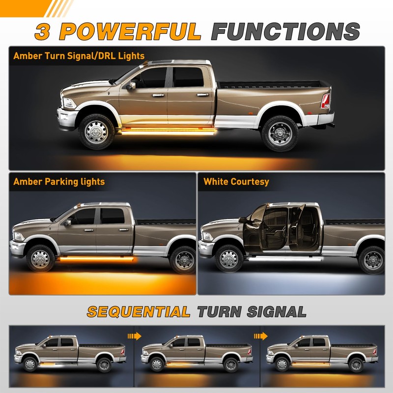 GOOACC Truck Running Board Lights - 2PCS 60 Inch DRL