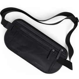 VENTURE 4TH Travel Money Belt - Slim Passport Holder RFID Blocking Travel Pouch to Protect Cash, Credit Cards and Travel Documents, Sleek Black, One Size, Modern