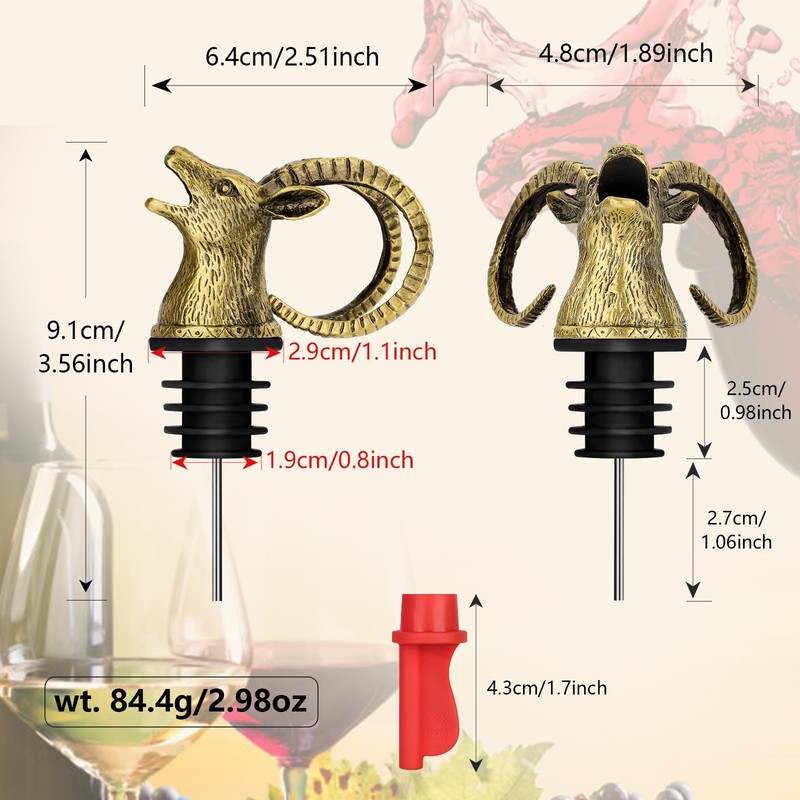 DRMFLE Bronze Antelope Head 2-in-1 Zinc Alloy Wine Pourer &