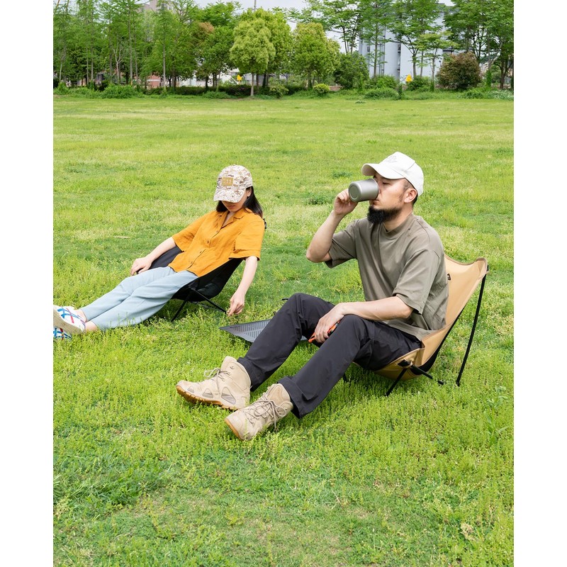 iClimb Low Ultralight Compact Camping Folding Chair with Side Pocket