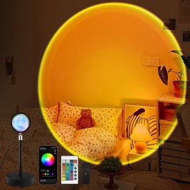 Bowfar Bowfar Sunset Lamp, 360 Rotation Sunset Lamp with USB and Timer, Smart Sunlight Lamp LED Projector 16 Colors Mood Lamp for Bedroom, Tiktok, Photography, Living Room Decor