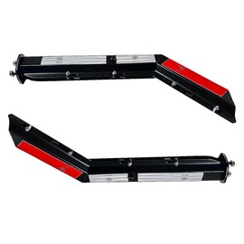 2 Pack Angled Mudflap Hangers Brackets Mud Flap Holder Mounting Kit 30" Length Spring Loaded with Reflective Tapes fit for 1-1/8" Bolt Spacing Semi Trucks, Black