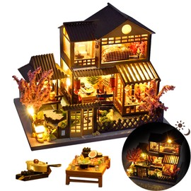 DIY Miniature House Kit, DIY Dollhouse Kit for Adults to Build, Mini House Kit with LED, Mayberry Street Miniatures, Ideal Gifts for Birthday,Christmas(Japanese Garden House)