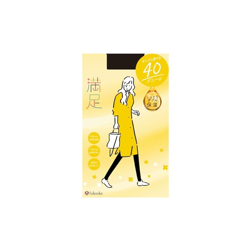 Fukusuke Women's 40 Denier Tights, Fukusuke 1 Pair Set, Black