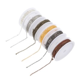 TEHAUX 6pcs Jewelry Making Chain Flat Colors Versatile Bracelet Material for Necklaces Earrings Handbags for Crafting and Accessories