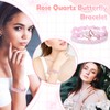YUFFQOPC 2 Pcs Crystal Bracelet, Natural Gemstone Cufflinks, Rose Quartz