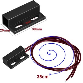 Gebildet 1 Set 0V-110V Normally Close Magnetic Switch, Embedded Security Window Gate Contact Sensor, Magnetic Alarm Reed Switch with Red Wire