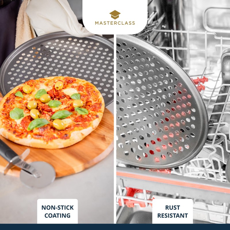 MasterClass 32 cm Perforated Pizza Tray with PFOA Non Stick,