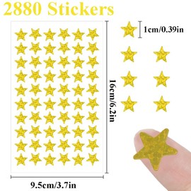 2880 Counts Small Gold Foil Star Stickers, Shiny Gold Star Stickers for School Kids Reward Students Teachers, 0.4" Diameter Gold Stars Stickers