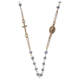 Amen Rosary Necklace Gold-Plated Silver 925 Blue Beads