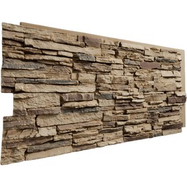 Ekena Millwork 45 3/4"W x 24 1/2"H x 1 1/4"D Canyon Ridge Stacked Stone, StoneWall Faux Stone Siding Panel, Colfax