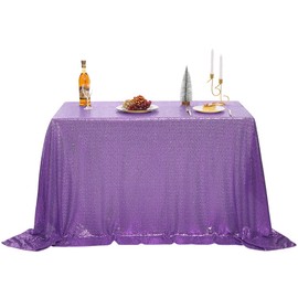 nanbowang Light Purple Sequin Tablecloth Glitter Sparkly Iridescent Shimmer for Rectangle Table Cloth 50 X 50 Table Covers Decorations for Birthday Party Supplies Event Wedding Table Skirt Decor