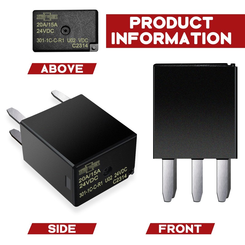 Automotive Purpose Relays 301-1C-C-R1-U02-24VDC 5 PIN (2 Pack)