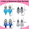 4 Pairs Bohemian Drop Dangle Earrings for Women Long Fringe