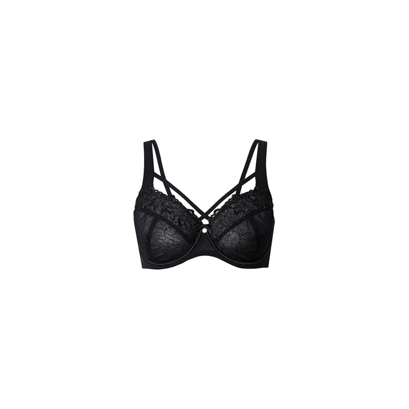 Ulla Popken Women's Truyou Underwired Bra Transparent Lace Cup C-F