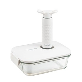 PrepSealer Everyday keep food fresh, Meal Prep, Marinade, Borosilicate Glass Vacuum Container… (PS-GVC-1L-Wh)