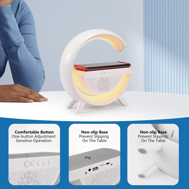 LED Table Lamp with Wireless Charger, RGB Color Changing Ambient