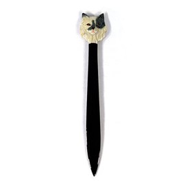 LX Hand Painted Black White Cat Face Letter Opener