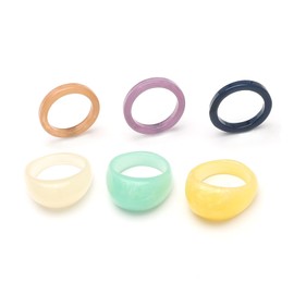 6PCS Resin Chunky Rings Set Multicolor Transparent Plastic Acrylic Rings Knuckle Stackable Rings Cute Y2k Aesthetic Rings Trend Pink Blue White Brown Gray Band Ring Vintage Chunky Resin Rings Set for