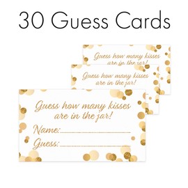 DISTINCTIVS How Many Kisses in The Jar Game - White and Gold (Extra Cards)