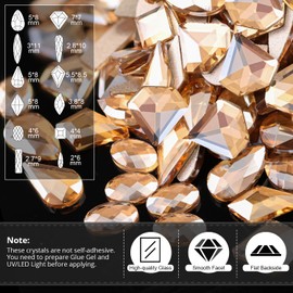 Rhinestones for Nails, Manicure Kit with Nail Rhinestone Glue Gel, Multi Shapes Champagne Glass 3D Nail Charms + Flatback 2-5mm Round Beads & Gem Glue for Nails (UV/LED Needed) with Dotting Tools