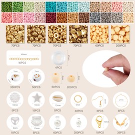 packra Beads for Bracelets, 3 mm Beads for Threading, Make Your Own Bracelets Set in 24 Morandi Colours with Letter Beads, Wooden Beads - Boho Jewellery DIY Craft Set Gift for Women