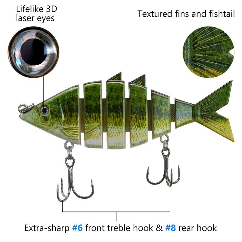BASSDASH Bone Multi Jointed Swimbait 3-Pack, 3.7in/0.66oz Hard Fishing Lure