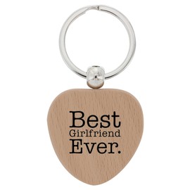 ThisWear Girlfriend Gifts Best Girlfriend Ever Wood Heart Keychain Key Tag Dating Anniversary
