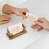 UNAYMIDY Business Card Holder for Desk, Acacia Wood Desktop Name