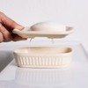 Umlaca Ceramic Soap Dish Double Soap Holder with Self-Drainage for