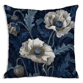 DWSHX William Morris Inspired Design Floral Pillow Covers, Vintage Floral Owl Print Throw Pillow Covers Home Decor, Retro Pillowcase Cushion Cover for Bed Sofa Living Room (White Floral, 18x18inch)