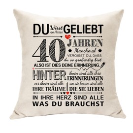 Hasodeo Wertschätzung Geschenke für 40. Geburtstag Kissenbezug Dekoration Personifizieren Geburtstagswünsche für 40 Jahre Frau Männer Eltern Tante Schwester 40. Geburtstagsgeschenk für Sie Ihn (40.)