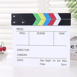 QSLKI 7 x Film Flap, 20 x 20 cm, Director Flap Synchronous Flap Clapper Board, Director Flap, Acrylic Film Director, Cut Action Scene, Director Flap Colour Strips, Easy Wipe Acrylic Clapper