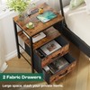 Huuger Nightstand with Charging Station, Fabric Drawers, End Table with