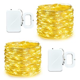 AIKEI Led Fairy Lights Battery Operated, 5M 16FT Mini String Lights Copper Wire Starry Fairy Lights for DIY, Parties, Wedding, Bedroom, Christmas Decoration (Warm White, 2Pack)