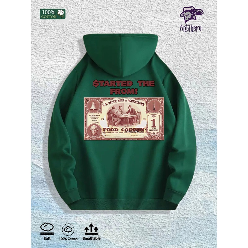Started From Food Coupon Graphic Hoodie 100% Cotton US Warehouse