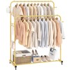 Laiensia Double Rods Garment Rack with Wheels, Clothing Rack for