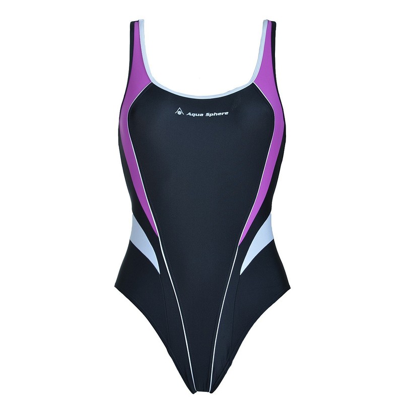 Aqua Sphere Elena Girls' Swimming Costume Black Purple, black /
