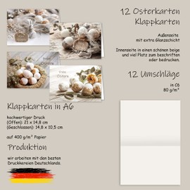 Easter Cards with Envelope Set of 12 Hinged Happy Easter Greeting Cards in A6 Folding Cards in Beige Photo Modern Happy Easter Cards Card Set Envelope High Quality Business Vintage