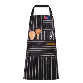 OWill Adjustable Apron Unisex Apron with Pocket Cooking Kitchen Chef Aprons for Women Men Home Kitchen Butchers BBQ Restaurant (Black)