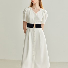 macoking Black Belts for Women Wide Elastic Belt for Dresses Cinch Belt Gold Buckle S