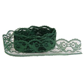 Porcelynne Delicate Hunter Green Scallop Lace is 1-1/4" Wide - 3 Yards - Vintage, Non Stretch, Crafts, DIY