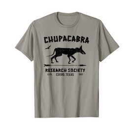 Fun Cryptozoology Apparel Chupacabra Research Society Cuero Texas Est 2007 Cryptid Graphic T-Shirt - Grey, Small - Unisex-Adults & Kids