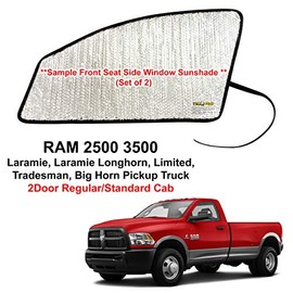 YelloPro Side Window Front Seat Sunshade Custom Fit for 2010 2011 2012 2013 2014 2015 2016 2017 2018 2019 2020 2021 2022 Dodge RAM 2500 3500 - 2 Door Regular/Standard Cab - (2pcs)