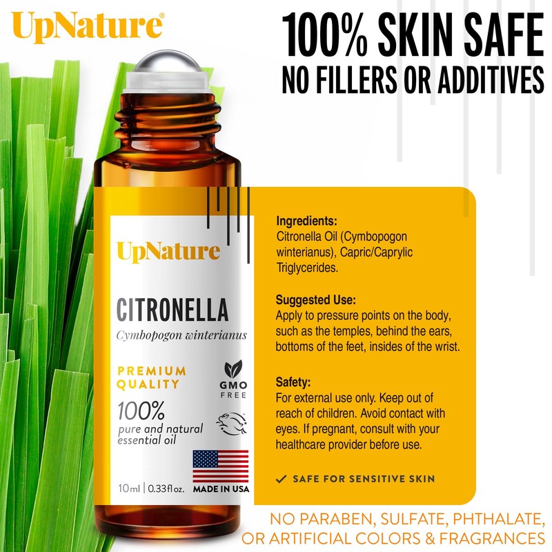 UpNature Citronella Oil Roll On – 100% Natural Citronella Essential