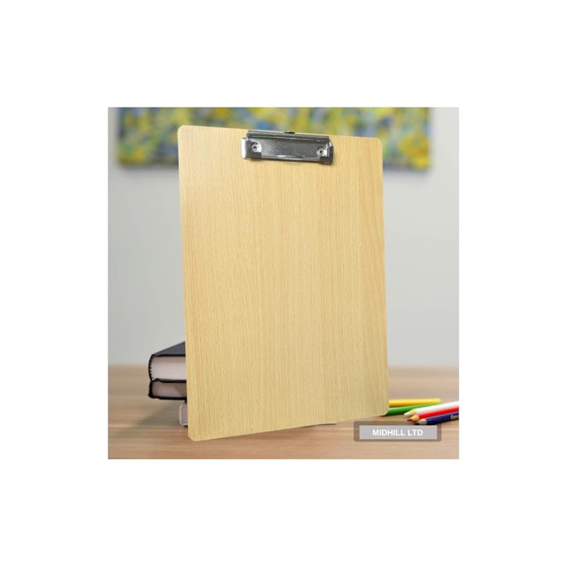 MIDHILL® A4 Clipboard, Strong Hard Wooden Board with Sturdy Spring