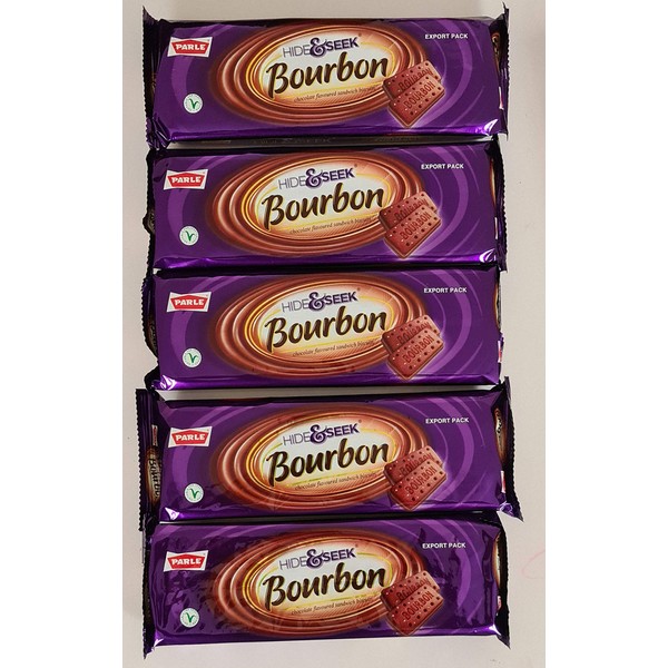 Parle Hide and Seek Bourbon Biscuits 150g (Pack of 5) – Snack Biscuits – Filling of Chocolate Butter Cream – Cream Biscuits – Sugar Sprinkled