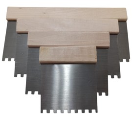 4 Stück Zahnspachtel Set 4/6/8/10 Zoll für Leim Bauarbeiten Verkleidungen und Keramik, Metall mit Holzgriff Zahnspachtel - Spachtel Set - Spachtel mit Stahlklinge